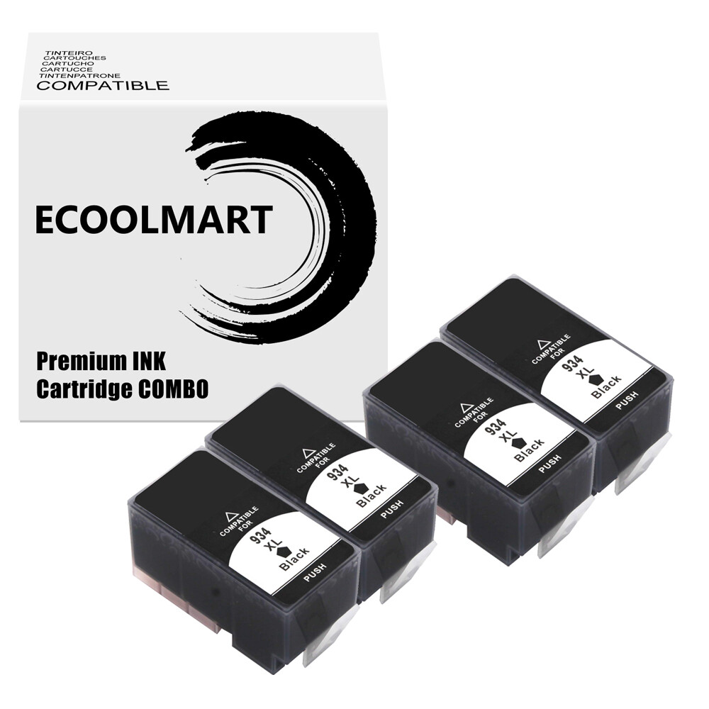 4PK Black Ink Cartridge replace for HP 934XL 935XL Officejet 6812 6815 6820