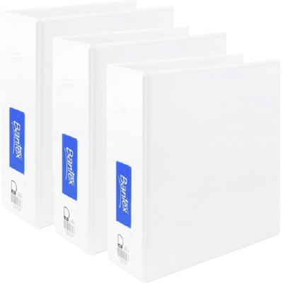 NEW 3x Bantex Insert Ring Binder 2D 50mm A5 White Folder Pack