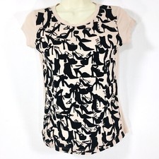 MNG Mango Jeans Flocked T Shirt Top Sz XS Baby Doll Crop Tee