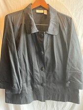 Chicos Blazer Size 4 Size 20 Black with 3/4 Sleeves Button Up Stitching Detail