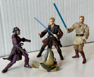 STAR WARS LOT 4 FIGURES ZAM WESELL OBI-WAN ANAKIN ASN-121 ASSASSIN DROID