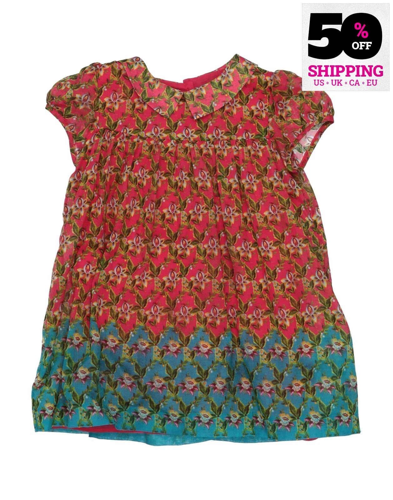 Robe trapèze enfant GUCCI taille 9 12M col floral Made in Italy PRIX CONSEILLÉ