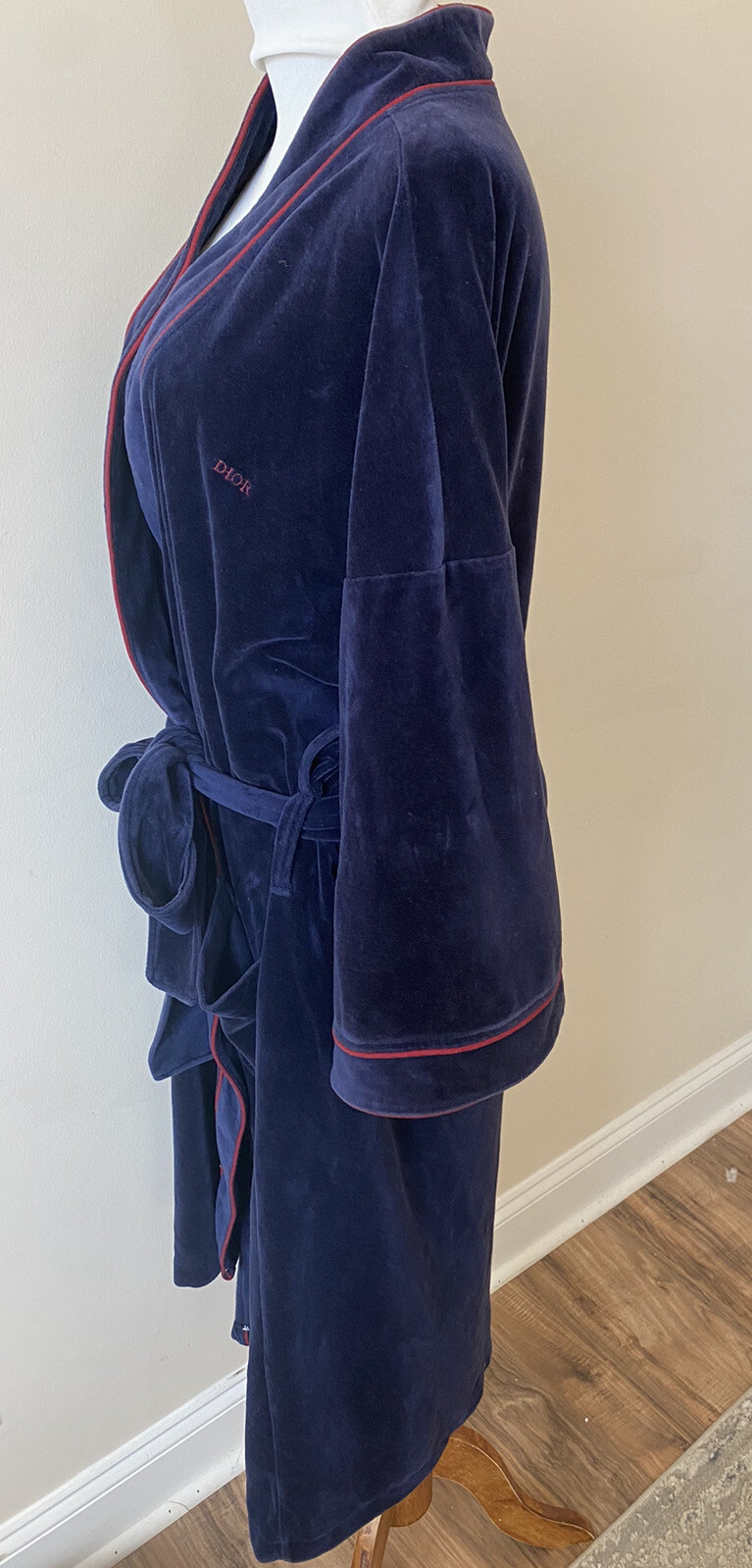 Vintage Christian Dior Velour Blue Red Bathrobe Mens … Gem