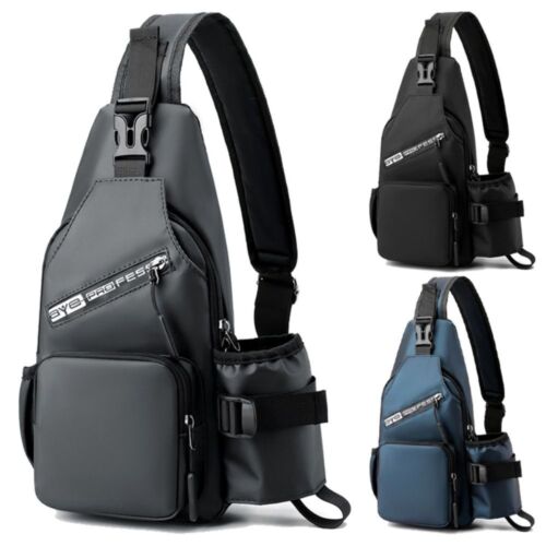 Nylon Men's Sling Bag Large Capacity Crossbody Bag Outdoor Travel Chest Bag - Picture 1 of 15