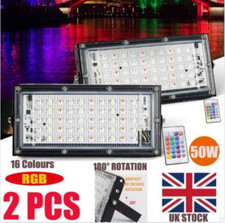 2pc 50W LED Flood Light RGB Floodlight Outdoor Garden Lamp Spotlight Waterproof