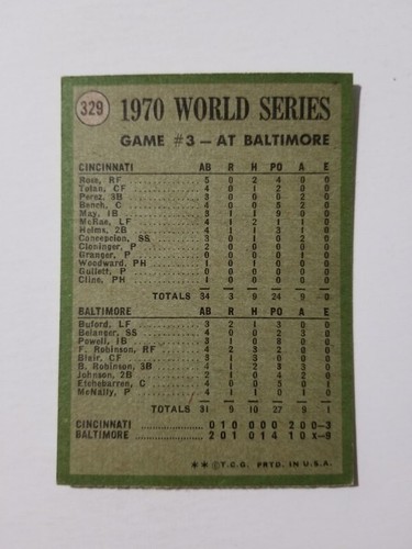 1970 WORLD SERIES GAME 3 1971 TOPPS BASEBALL CARD #329 FRANK ROBINSON NICE - Picture 2 of 2