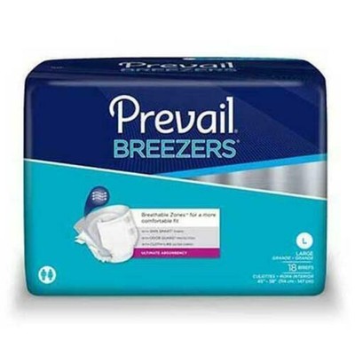 Prevail Breezers Adult Briefs Large 45 -58  (1 Pack/18) Incontinence Diapers