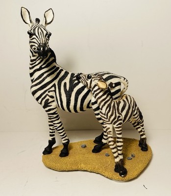 Marty Sculpture The Herd Wind & Willow Zebra Mother Foal Figurine 1998 #3407