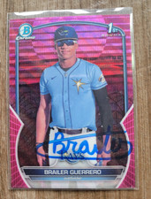 Brailer Guerrero Signed 2023 Bowman Chrome Baseball Card #BCP-240 Rays Pink /199