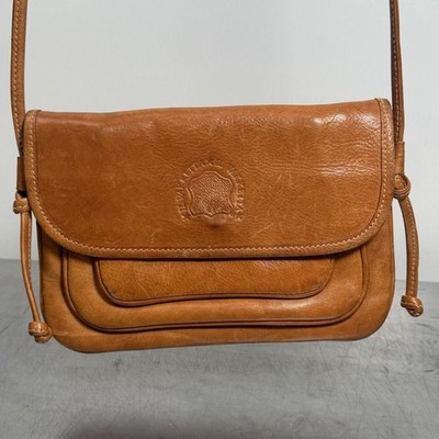Vintage IL VEKKETTA Designed by Gino Tan Vachetta Leather Shoulder Bag Serial #