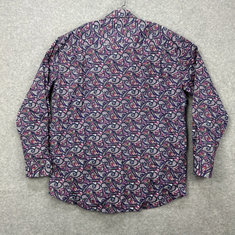 Camisa Alan River Hombres XL Púrpura Rosa Paisley Floral Manga Larga Vestido con Botones Foto 3 de 4