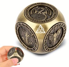 🔥 7 in 1 Metal Cube DND Dice Fingertip Spinner Dungeons Dragons RPG Game Gold 