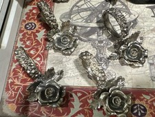 VTG Princess House Silver Plated Metal Napkin Holder 1-Rose/4 Leaves Lot Of 4