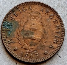 ARGENTINA 🇦🇷 TWO  (2) CENTAVOS COIN 1945