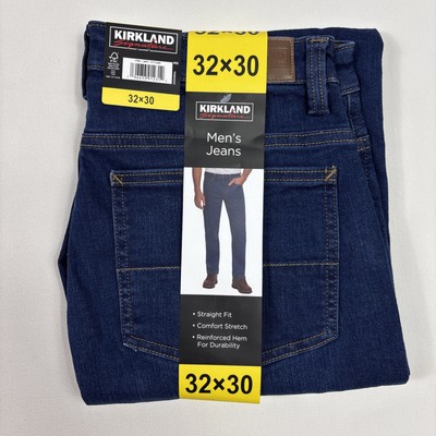 Kirkland Signature Men Jeans Relaxed Fit Straight Pocket Stretch, Blue  32x30