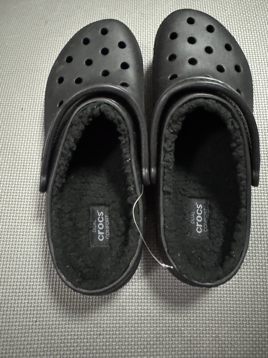 Crocs Classics Fur Lined Clog Mens Size 9 Black On Black  display picture 1