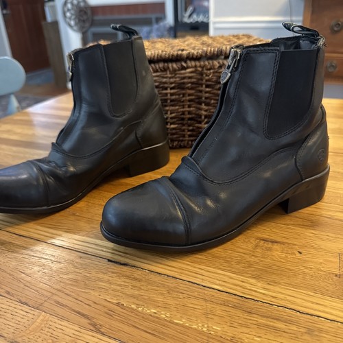 Ariat Women’s Heritage Zip Paddock Boots Black Leather Equestrian Riding 4