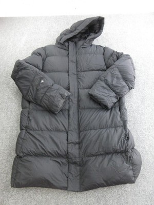 Uniqlo Ultra Light Down Coat Womens XL Black Hooded Long Puffer Quilted Warm