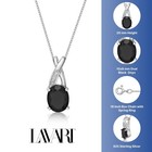 925 Sterling Silver Oval Black Onyx Pendant With Created White Sapphire Accent — photo 4