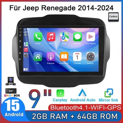 DAB+ Autoradio Für Jeep Renegade 2014-2024 Android 15 2+64GB Carplay GPS Kamera+