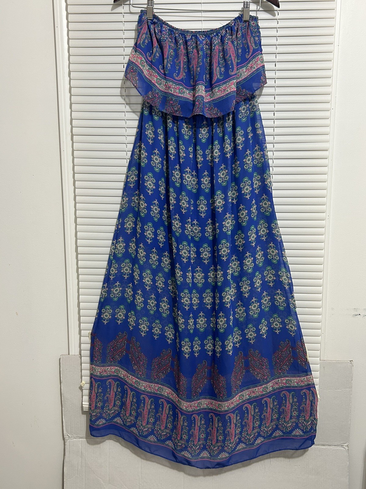 Soprano Maxi Dress Womens M Blue and Pink print