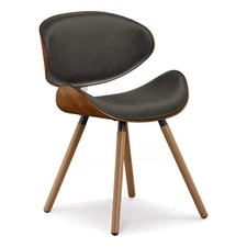 Pemberly Row Mid-Century Modern Dining Chair in Distressed Brown Faux Leather