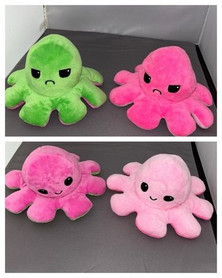 Lot of 2 TeeTurtle Moody Reversible Happy/Angry Octopus Green/Pink &HotPink/Pink