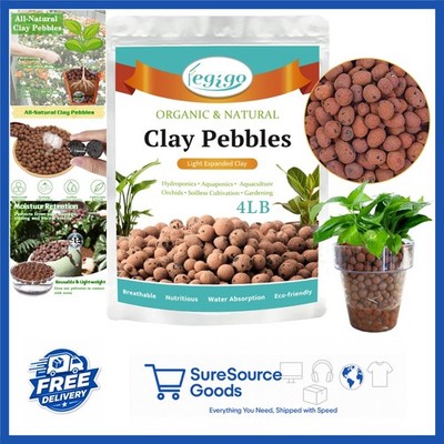 Lightweight Clay Pebbles 4 LB for Plant Drainage Hydroponics & Orchids