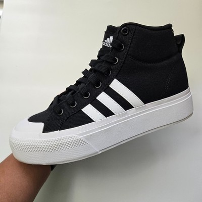 Adidas Bravada 2.0 Platform Mid IE2317 Women 7 Black White Used No Box Shoes