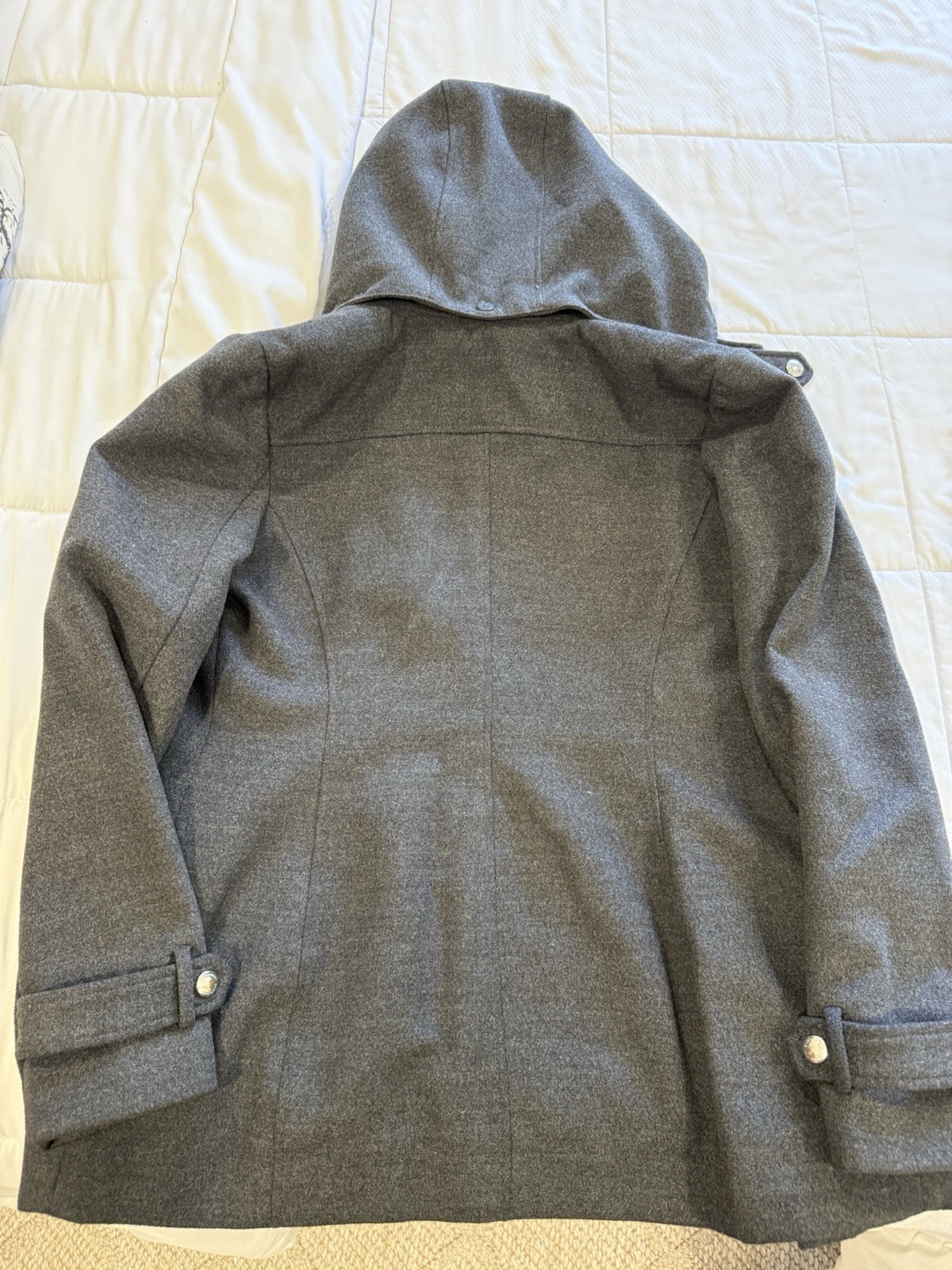 BCBGeneration Gray Hooded Toggle Duffel Coat with… - image 3