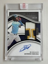 Jackson Chourio 2023 Panini Immaculate 3 Color Patch Auto 10 /10 #5 Sealed