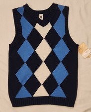 Carter's Kids 7 Argyle Blue Sweater Vest