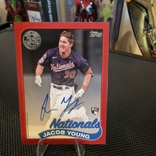 2024 Topps Jacob Young RC Rookie 1989 Auto on card autograph 89BA2-JY red 15/25!. rookie card picture