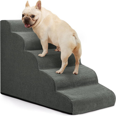5-Step Dog Stairs for Bed, Anti-Slip Pet Steps for Small Dogs & Cats, Grey