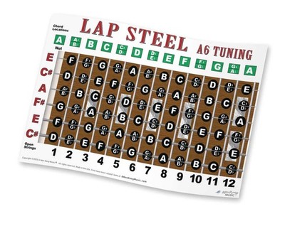 Lap Steel Guitar Fretboard Wall Chart Poster A6 Tuning Notes Chords Hawaiian