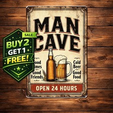 Man Cave Garage Mancave Decorations Wall Art Metal Tin Sign 8x12