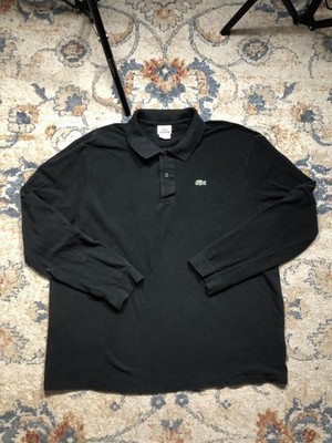 Lacoste Polo Shirt Mens 4XL Black Long Sleeve Croc Logo Pique Classic Casual