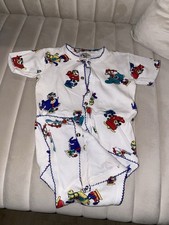 Vintage Disney Babies Mickey  Minnie White Infant One Piece 18 mo