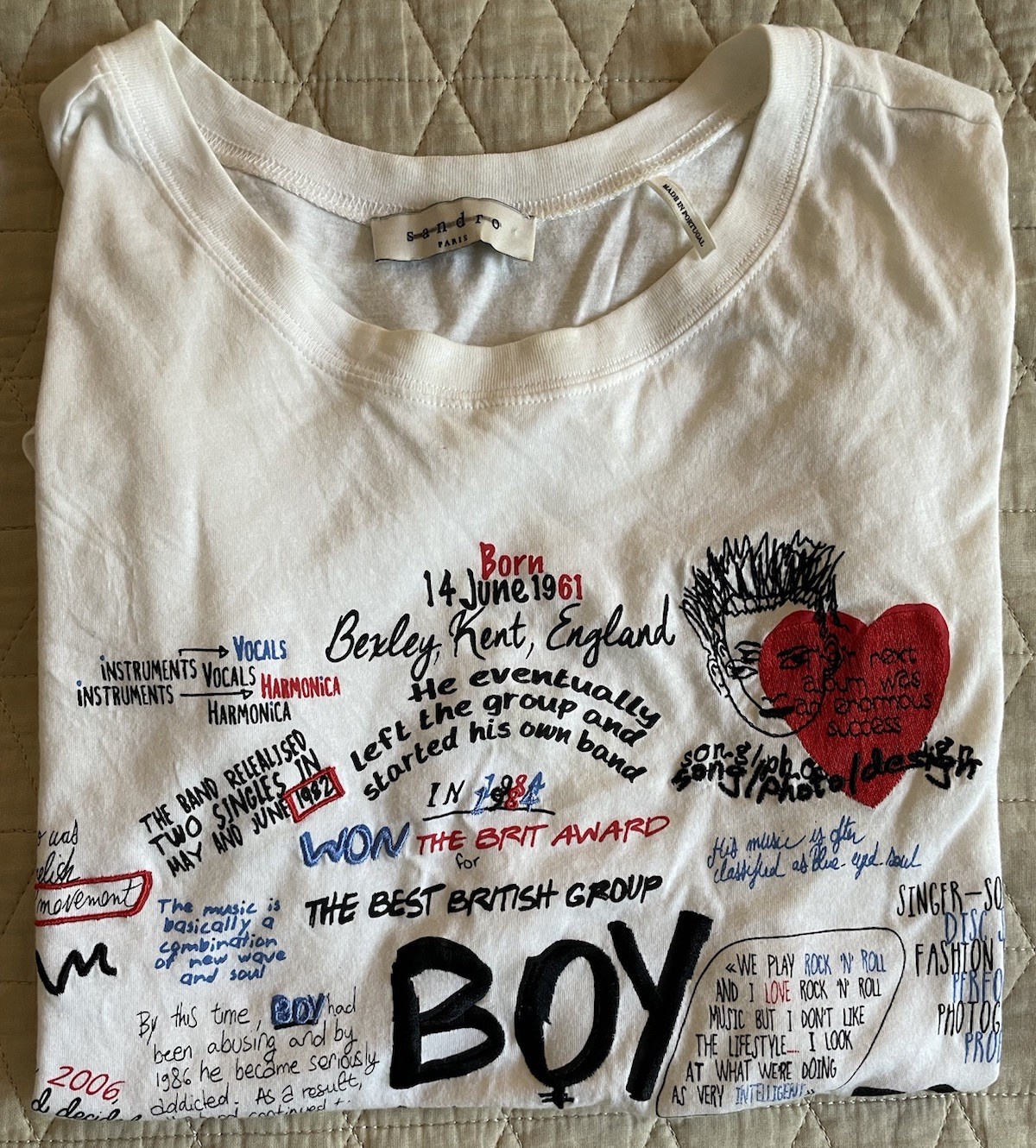 sandro PARIS Shrine To Boy George Tabata Graphic Graffiti T-Shirt Size 1