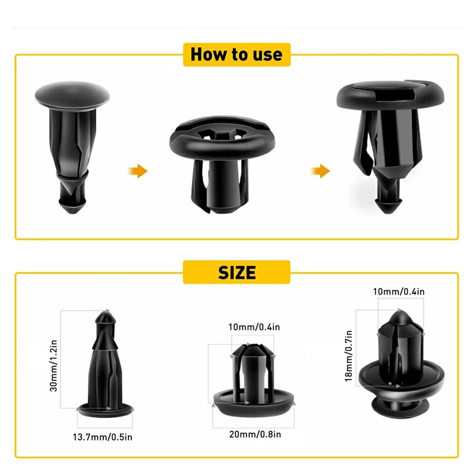 100 X Clips Parachoques 10mm Capó Remaches Empuje Guardabarros Retenedor Ajuste Sujetadores Honda Foto 4 de 4