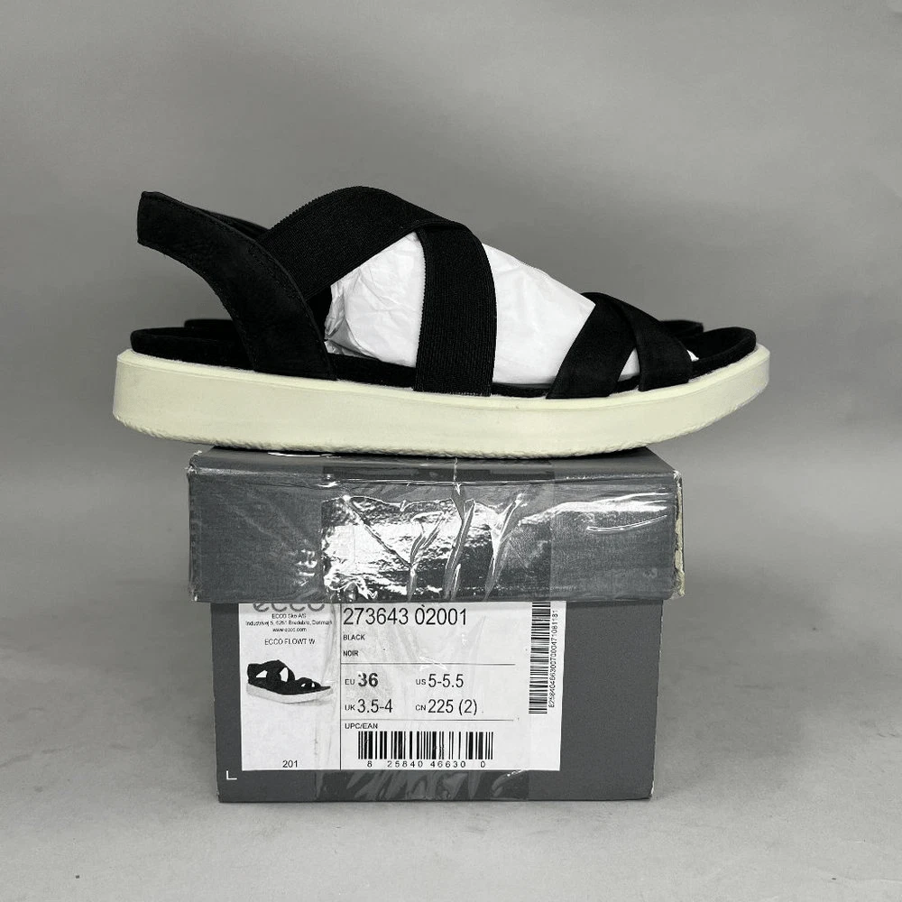 Ecco Flowt Sandali Donna 5 5 Nero Cinturino Elastico Sportivo Comfort Infradito