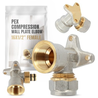 PEX Bogen mit Wandscheibe 16x1/2'' IG Wasser Heizung V-Stück Schraubfitting