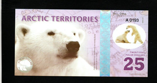 25 POLAR DOLLARS FANTASY NOTE FROM GLOBAL NUMISMATIC SERVICES 2017