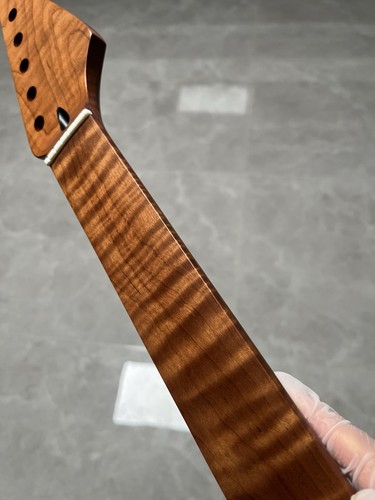 6 String Satin Fretless Roasted Flame Maple Electric guitar neck 25.5in