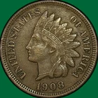 1908 Indian Head Cent Choice Extremely Fine XF+ Coin #42831