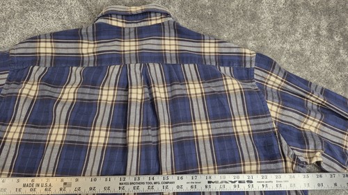 Brooks Brothers 346 Chemise Homme Medium L Bleu Plaid Flanelle Bouton Coton Hiver - Photo 11/14