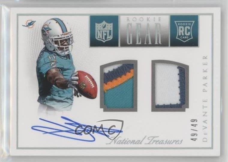 DeVante Parker Panini National Treasures Rookie NFL Gear Triple Materials Signatures #RNGDP Prime