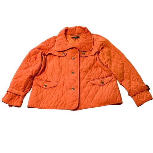 Talbots Jacket Women Small Petite (SP) Orange Diamond Quilted Preppy Career Mom - Picture 1 of 14