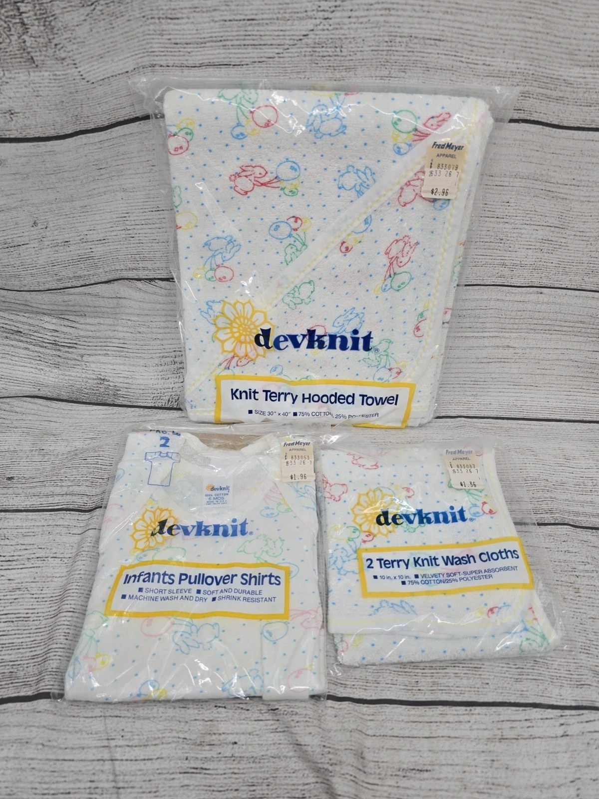 VTG Devknit Infant Terry Knot Wash Clothes,hooded Towel, Pullover Shirts
Opens in a new window or ta