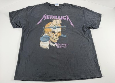 Vtg Pushead Metallica Damaged Justice T Shirt Mens XL Black Band Graphic Hanes